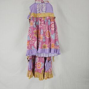 Mustard Pie Girls Size 7 Outfit Summer Magnolia Ruffled Bell Floral Set Boutique